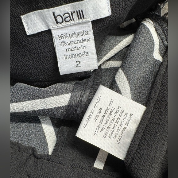 Bar III Womens Striped Lightweight Wide Leg Pants Black And White Size 2 Sheer - Picture 5 of 6